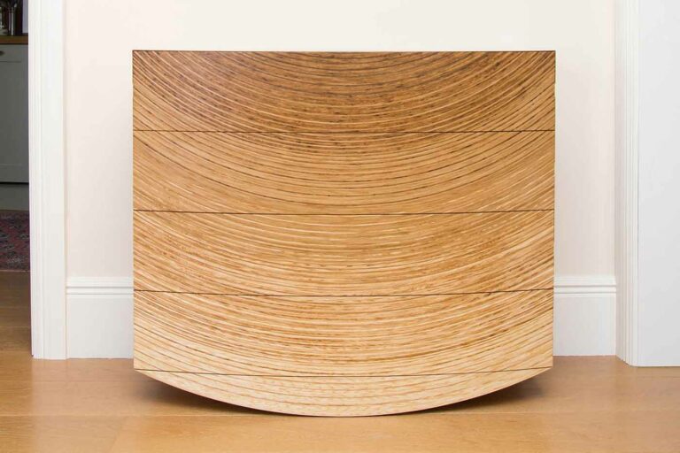 Chester a drawers in ash and olivine ash utilising Edward Johnson's Murano veneers