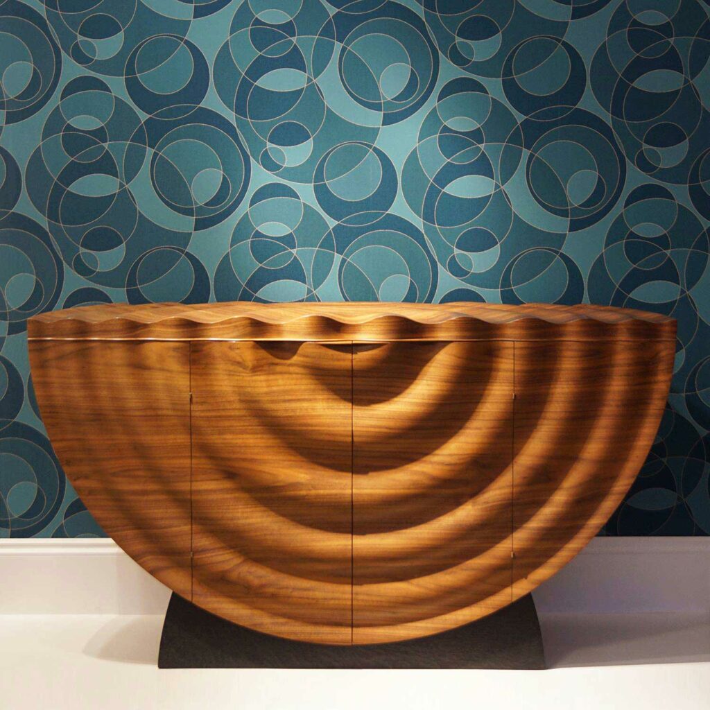 Orbis rippled drinks cabinet by designer-maker Edward Johnson